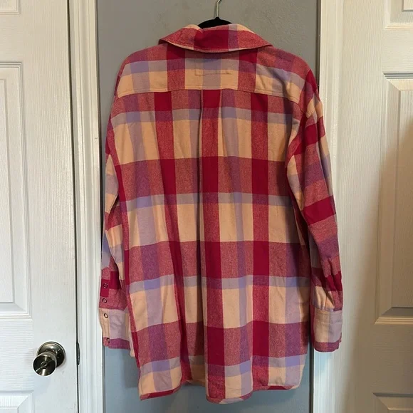 We The Free Red and Pink Plaid Button Down Shirt - Picture 7 of 7